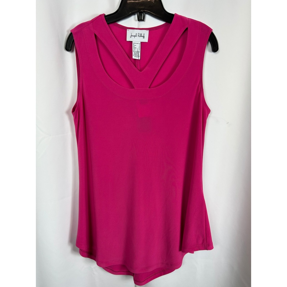 Joseph Ribkoff Dazzle Pink Cutout Neck Sleeveless Top Barbiecore Size 10 NEW